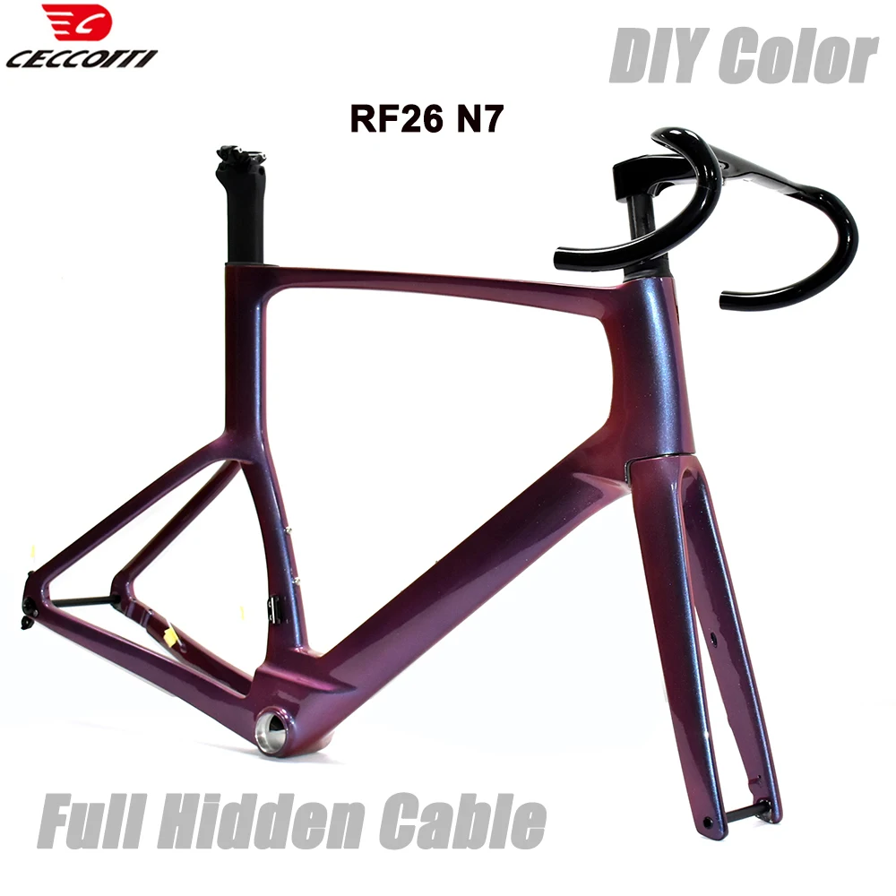 CECCOTTI Factory Diy Color 700C Disc Brake Carbon Frame Road And Internal Wiring Bicycle Frameset