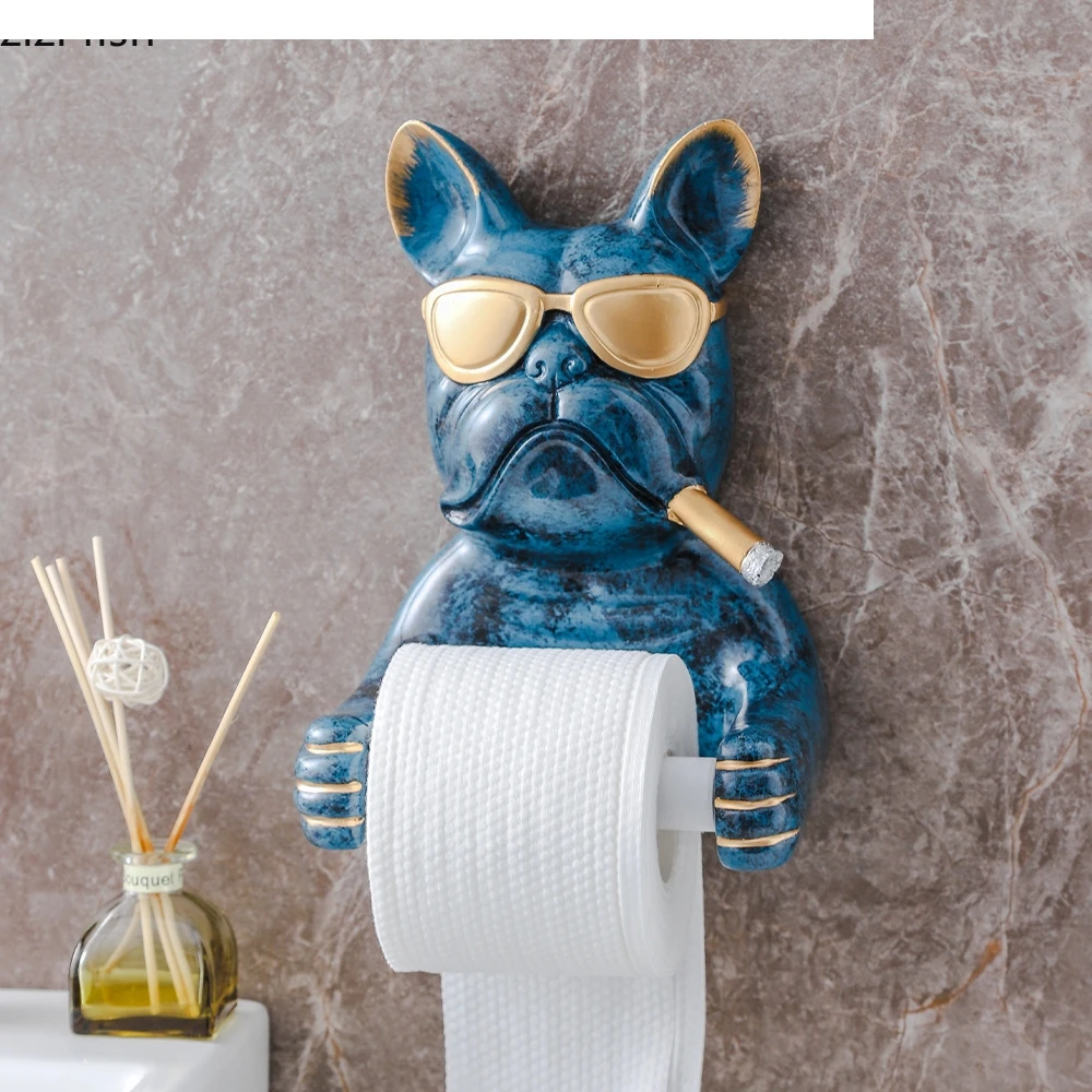 Animal Resin Tissue Holder Household Bulldog Roll Paper Sanitary Napkin Living Room Box Decoration Items