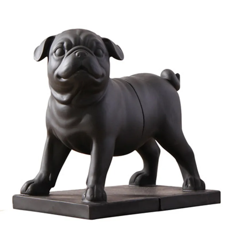 NORDIC BLACK PUG BOOKENDS STATUE ANIMALS BULLDOG DOG ART FIGURINES RESIN CRAFT HOME DECORATION ACCESSORIES FOR LIVING ROOM R2567