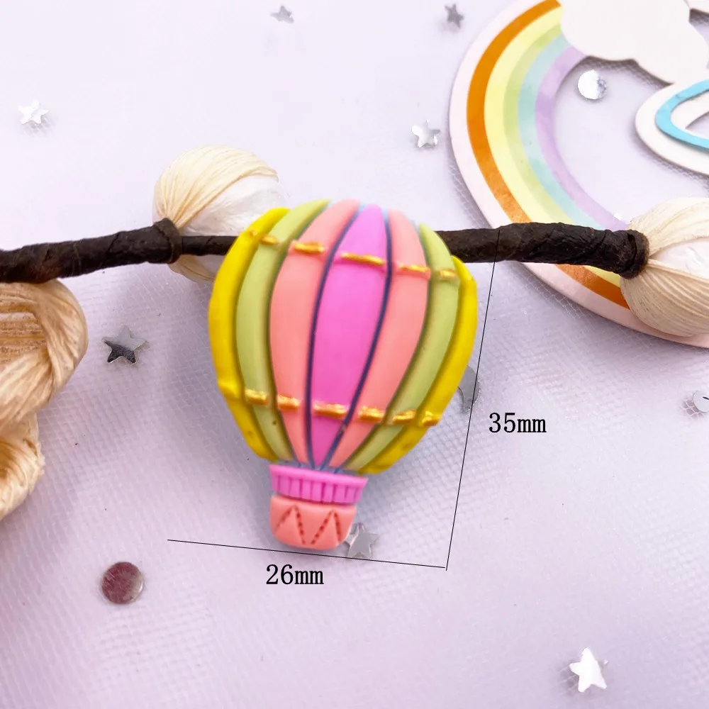 10PCS Resin Kawaii Colorful Stars Rainbows Hot Air Balloon Flatback Stone Scrapbook DIY Home Figurine Decor Crafts OM32