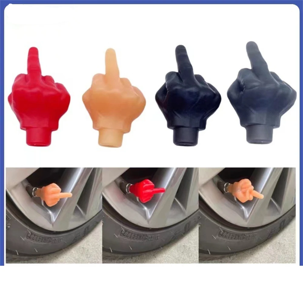4pcs/bag Motorcycle Car Funny Middle Finger Styling Tire Valve Cap Multicolor Glow-in-the-dark Car Accessories