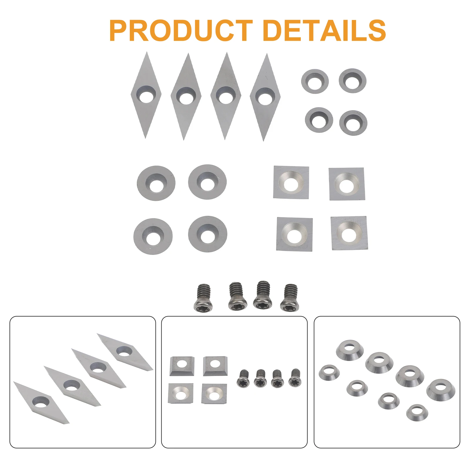 20pcs Carbide Cutter Inserts Set for Wood Lathe Tools Including Four Different Carbide Shapes for Woodworking Applications