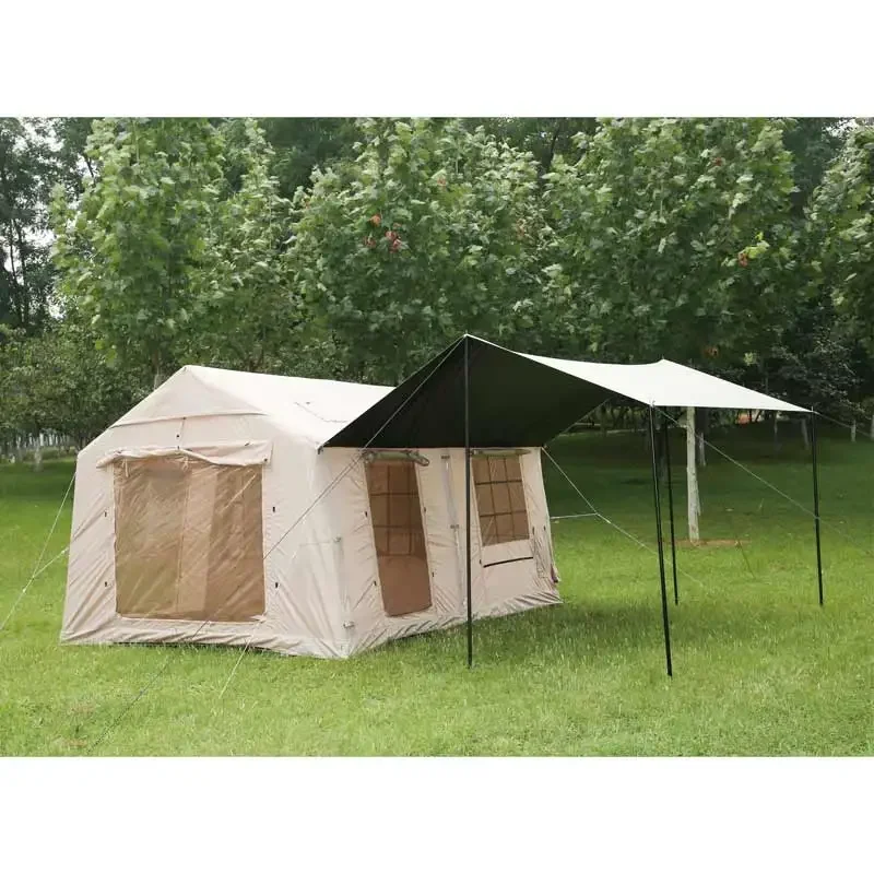 Inflatable Waterproof Oxford Air Tent for Camping Glamping Sun Shelter with Easy Setup 4 Seasons Mosquito Screen Cabin Tent