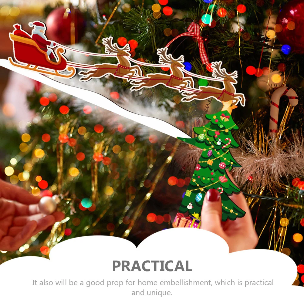 

Small Reindeer Cart Decoration Christmas Door Frame Ornament Wooden Xmas Decor For Holiday Party Home Window Garage Santa