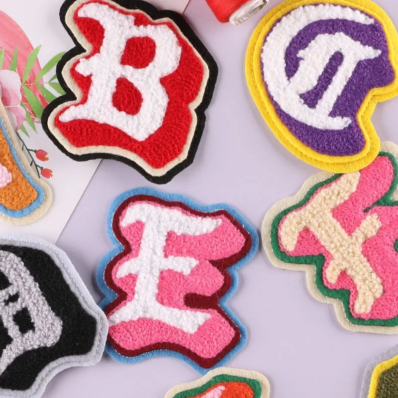 ABC Letters Iron on Patches Fashion 3D Visual Stereo Alphabet Appliques Towel Embroidery Symbol for Hoodies Sweatshirt DIY Decor