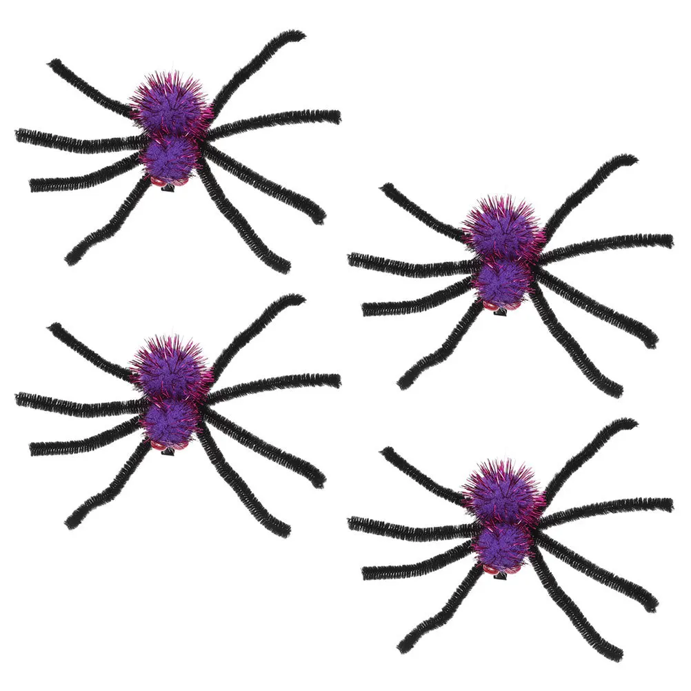 

4pcs Spider Clips Halloween Style Hair Barrettes For Female Cosplay Party Decor Spider Hair Accessories Durable Comfortable