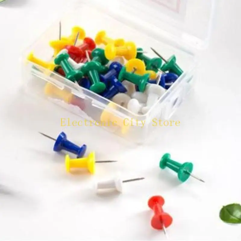 50 PCS coloridos Pins Press Tacks Pushpins Decorative Pushpins Taches oficina Suministros oficina Póster Pins Hu8d