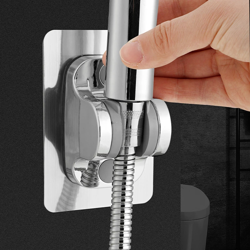 Imagen 5: Soporte para cabezal de ducha con adhesivo fuerte, resistente al agua, ajustable, para baño, Base fácil de instalar, 1 ud.