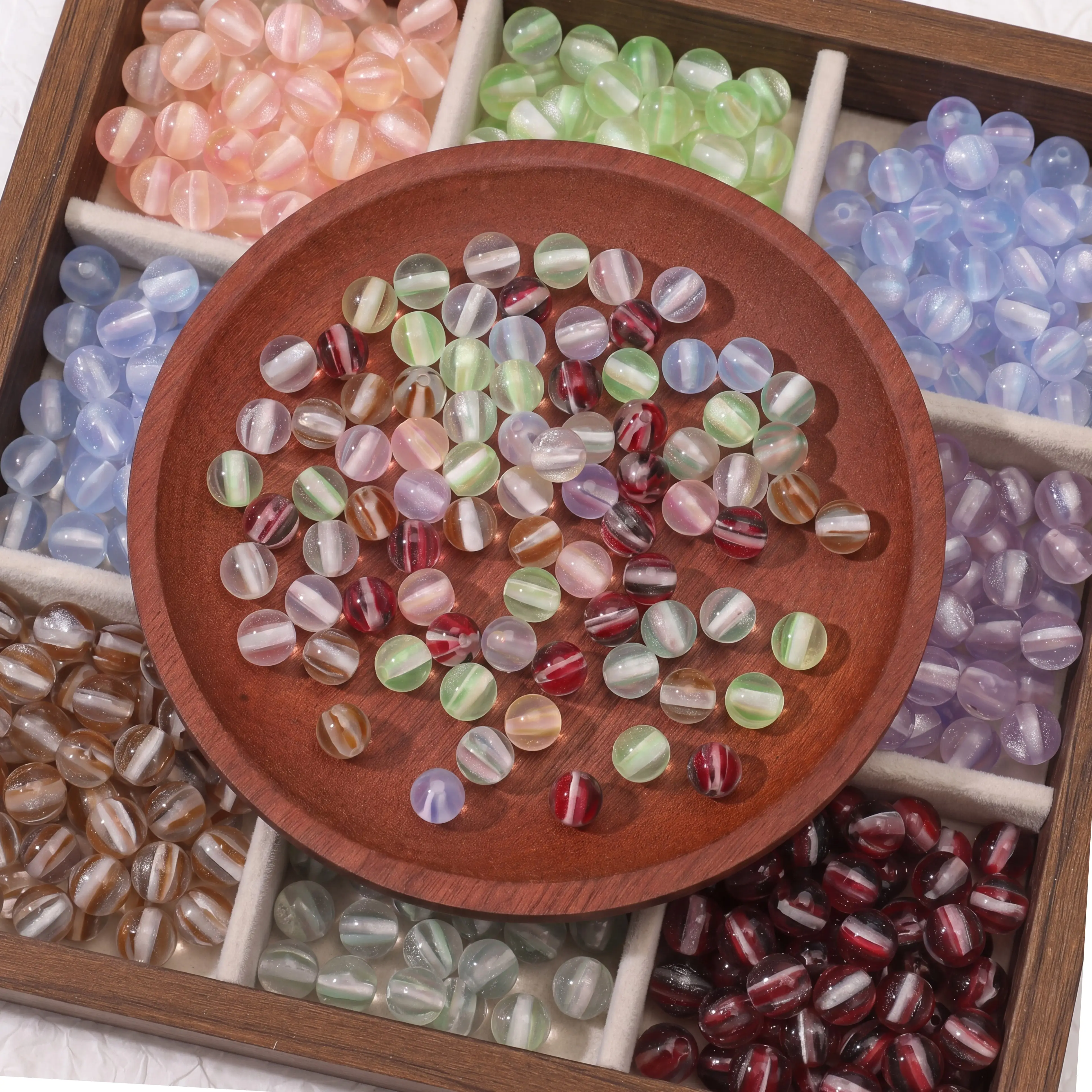 10-50pcs/bag 8/10mm Multi Colored Resin Muxian Dyeing Core Round Beads Spacer Beads For Making Bracelet DIY Jewerly Accessories