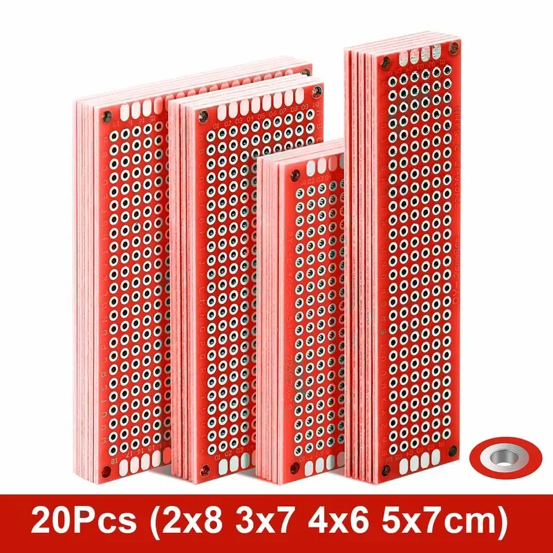 20 pcs/lot PCB Prototype Board Prototboard Universal Stripboard Prototyping Veroboard 2x8 3x7 4x6 5x7 5Pcs Each Mixed Re