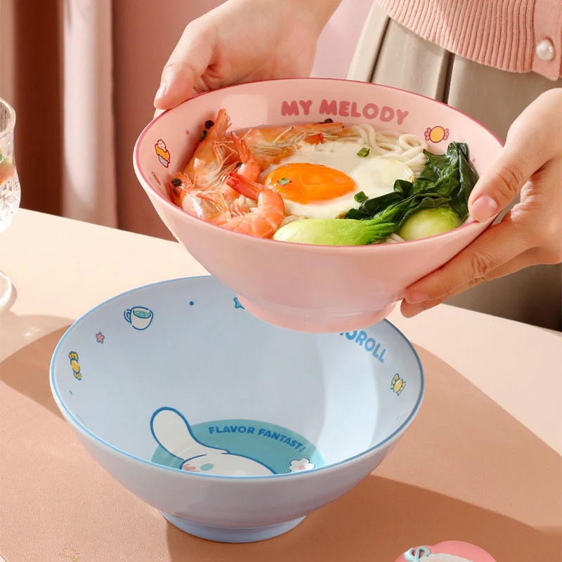 وعاء المعكرونة سانريو المنزلي من السيراميك وعاء الحساء الكبير أدوات المائدة اللطيفة على شكل رسوم متحركة وعاء ميلودي سينامورول #2