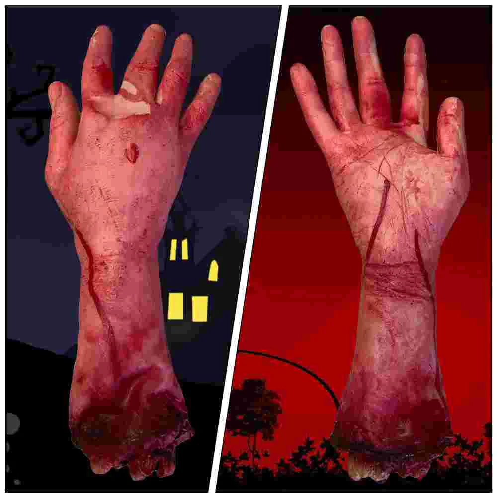 2 Pcs Horror Prosthetic Hand Decoration Hallowen Ornament Cosplay Simulated Model