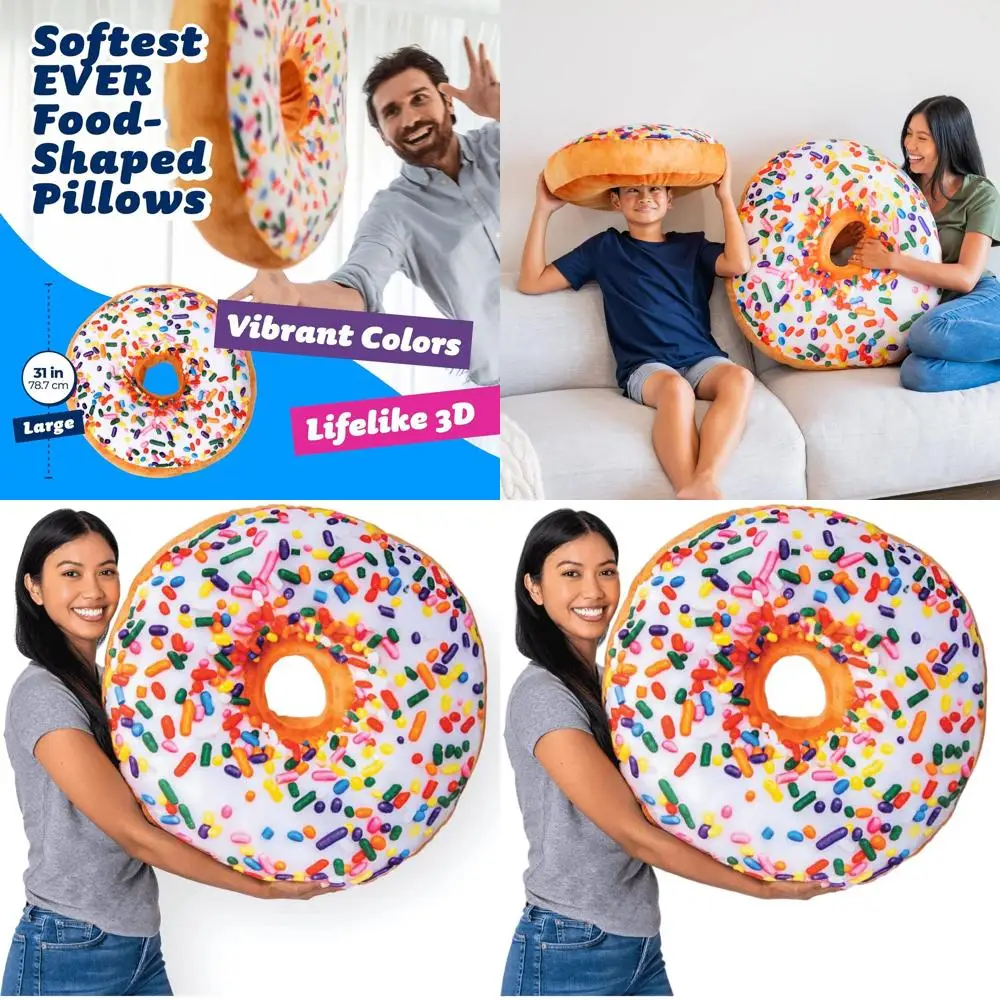 

Большая 3D-подушка в форме пончика - Мягкая и высококачественная ткань - Милая, удобная, плюшевая подушка-торт для домашнего декора - Идеальный подарок для