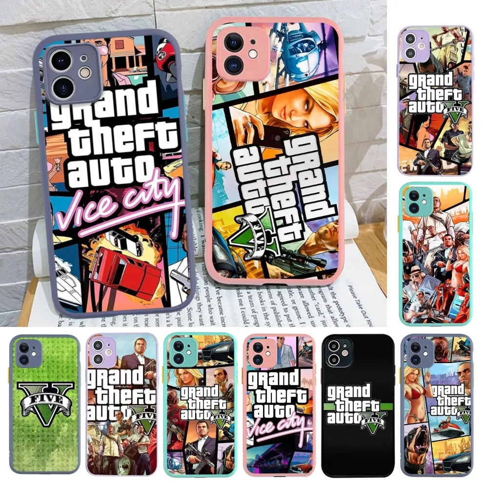 Grand Theft Auto GTA 5 Game Phone Case For iPhone 14 X XR XS 7 8 Plus 11 12 13 pro MAX 13mini Matte Shockproof Case