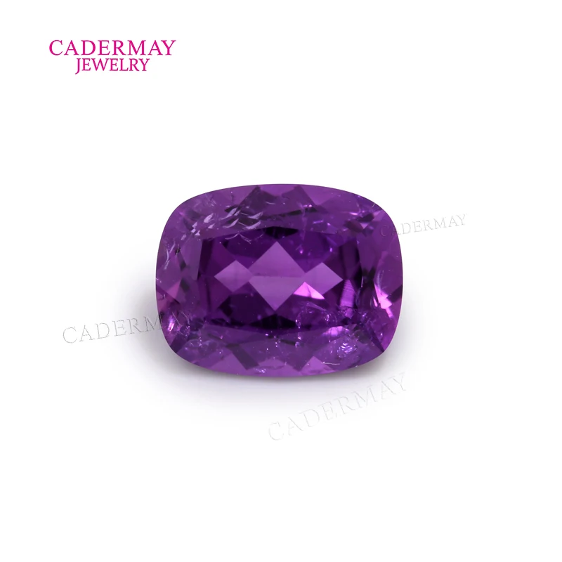 Elongated Cushion Shape Purple Lab Grown Sapphire With Inclusions and Minor Crack Gemstones for Diy Jewelry