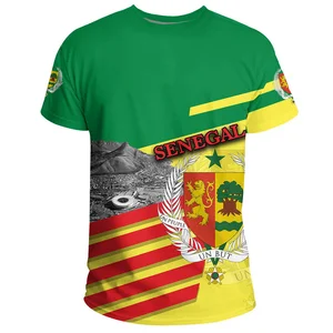 Senegal afrikanischer Männer -T -Shirt, 3D -gedruckter Mantel, runde Farbplatten, lose kurzschlindige T -Shirt, Sport Mode, Sommer 10 Hauptverkaufshemd Senegal - №2