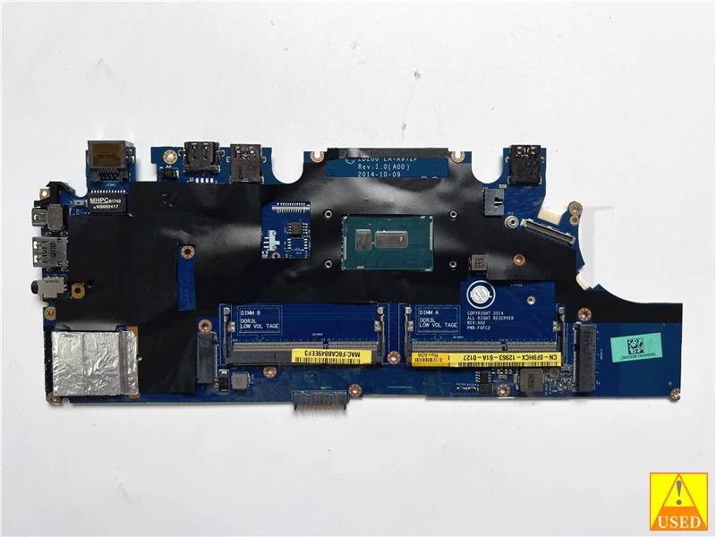 For Dell E7250 USED Laptop Motherboard 0F9HCX SR23Z I3-5010U  LA-A972P Fully Tested and Works Perfectly.