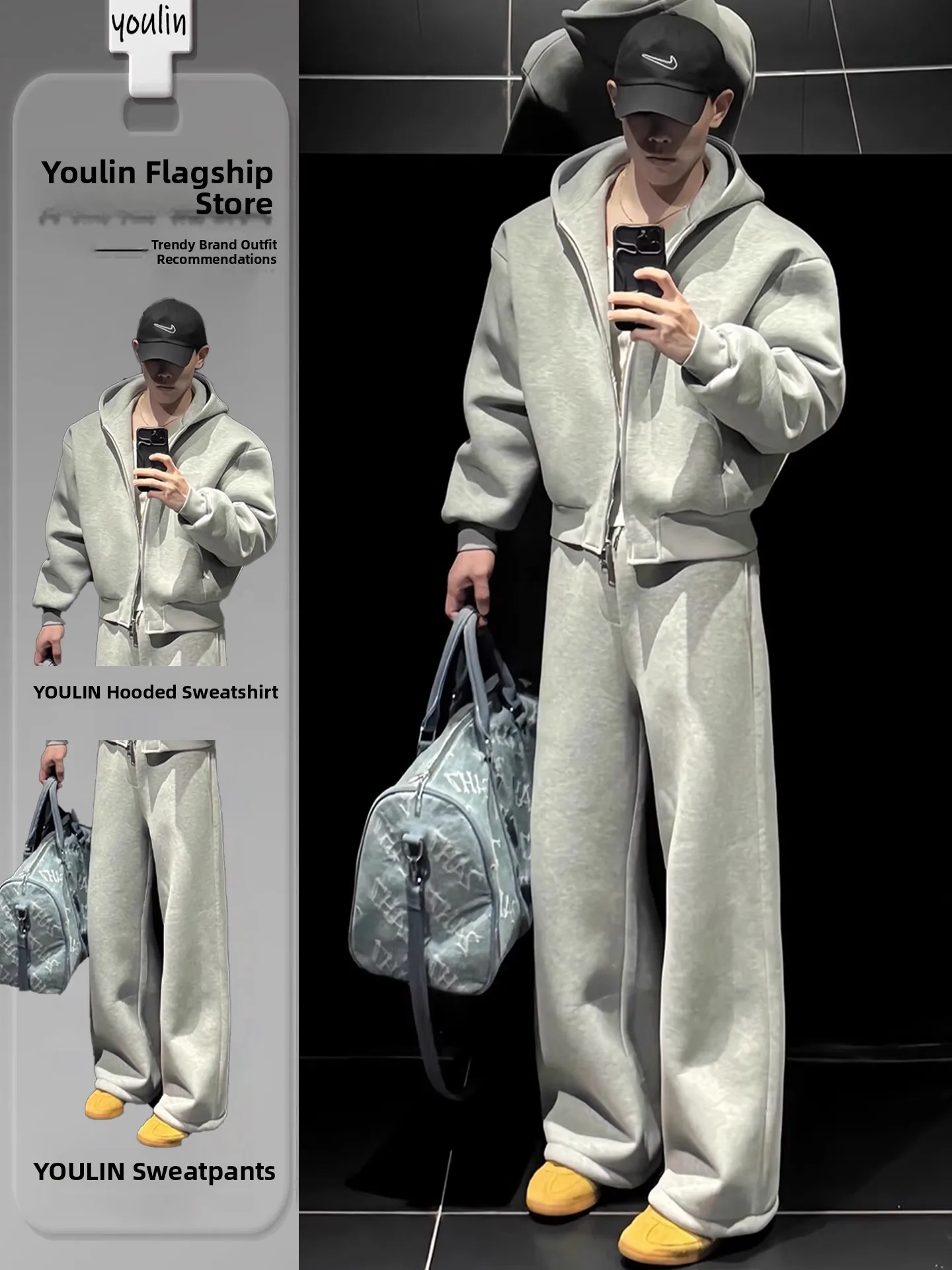 

Стильный мужской спортивный костюм: толстовка на молнии с капюшоном и спортивные брюки, комплект из двух предметов, повседневная спортивная одежда, весенняя коллекция