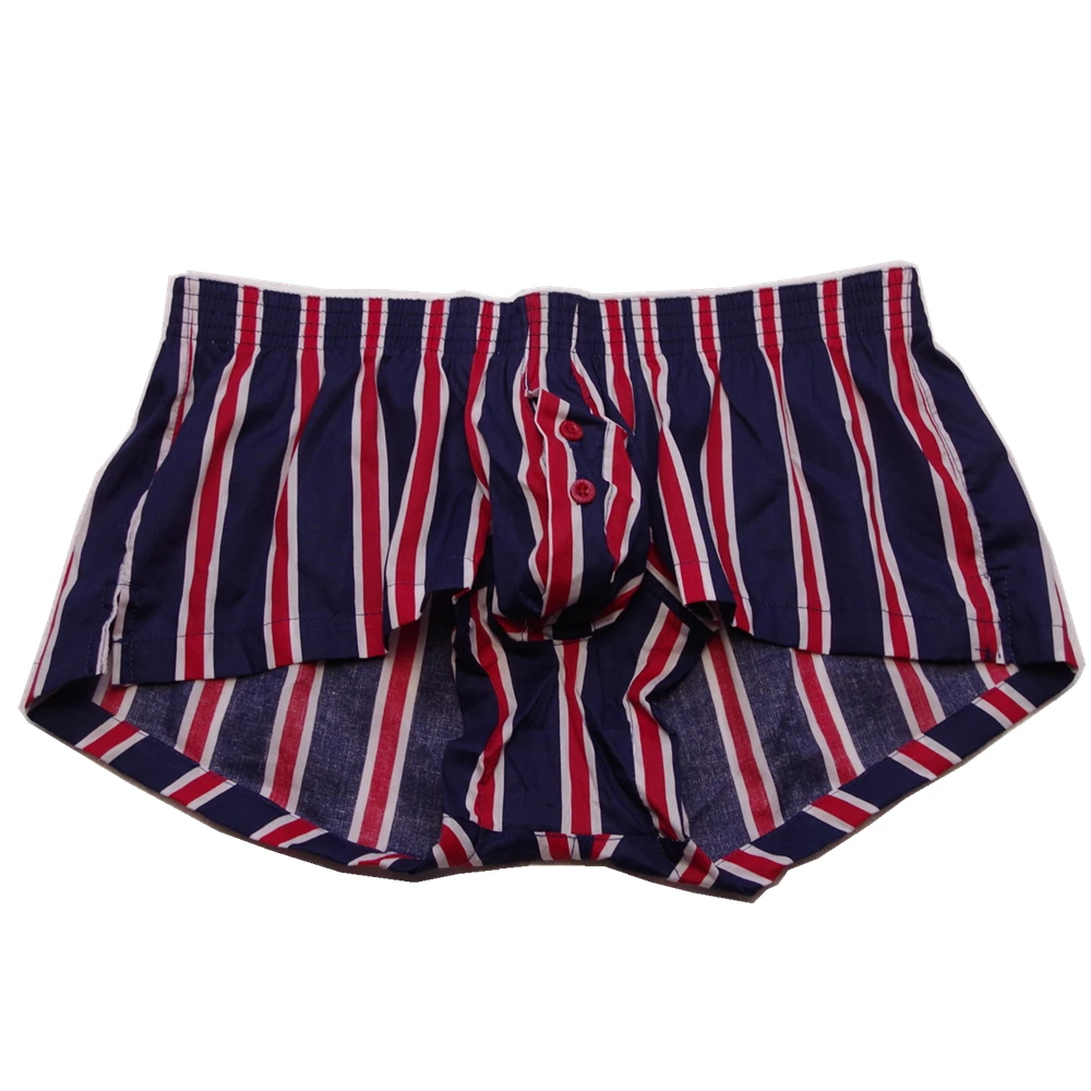 Striped Boxers Shorts Men Underwear Underpants Boxers Loungewear Pajamas Shorts Penis Pouch Male Panties