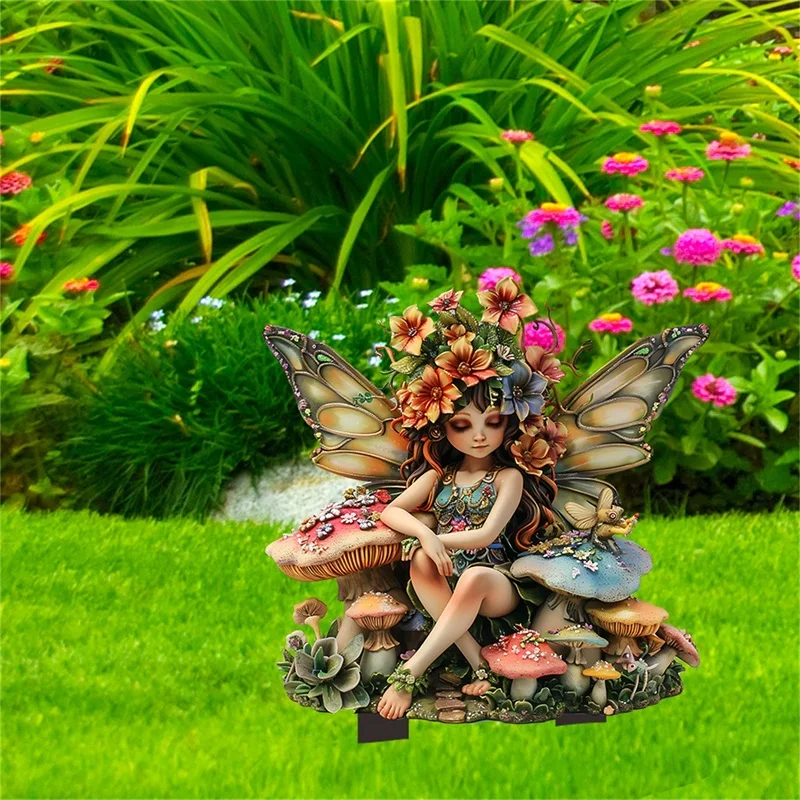 Fairy Garden Stakes Cute Butterfly Fairy Signs Lifelike Landscaping Decorations Yard Art Ornaments