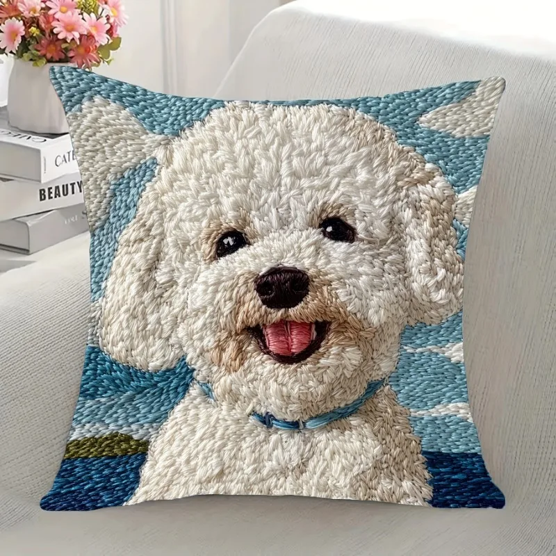Cute Bichon Frise Cushion Covers Chair Living Room Pillowcase Cozy Zipper Sofa Pillow Covers   Bedroom Indoor H ome Decor
