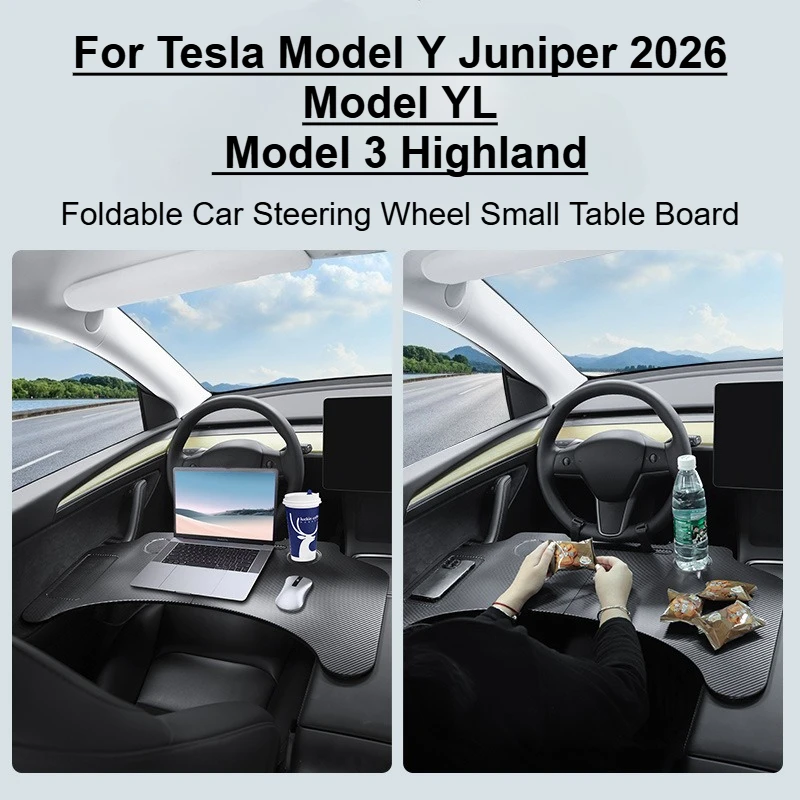 Foldable Steering Wheel Laptop Table Tray Holder Travel Work Camping Dining Desk For Tesla Model 3 Model Y YL Juniper 2026