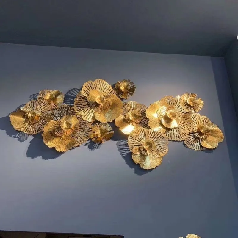 180CM Metal Art Wall Decoration Flower Living Room Background Wall Light Luxury Home Decor for Sale