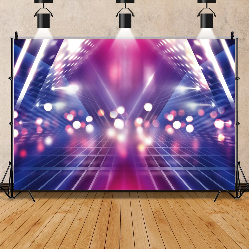 Laeacco Musical Play Stage Concert Spotlight Fantasy Polka Dot Light Bokeh Scenic Photographic Background Photo Backdrop Photo