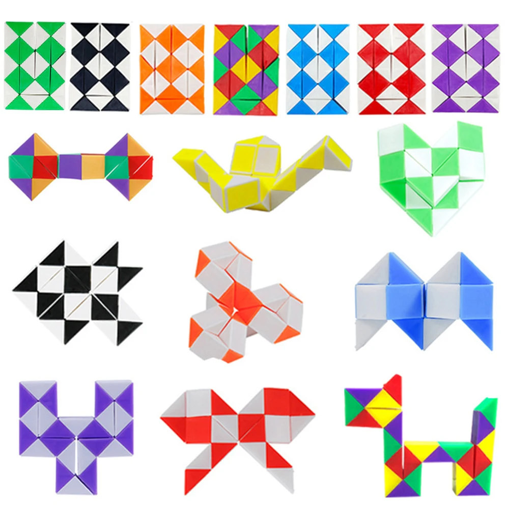 8/16Pcs Folding Snake Ruler Puzzle Cube Educational Toys for Kids Birthday Party Favors Guest Gifts School Prizes Goodie Filler