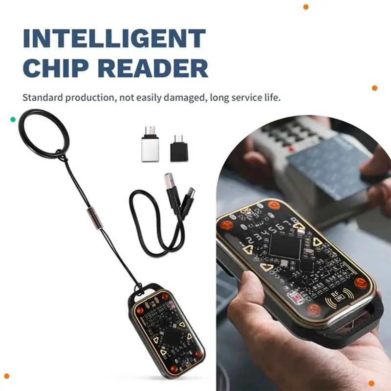 ABZZ-Chameleon Ultra V3.0 RFID Smart Card Emulator 125K 13.56Mhz ID IC Tag Copyer Read Writer +6PCS UID CUID Keychain Card