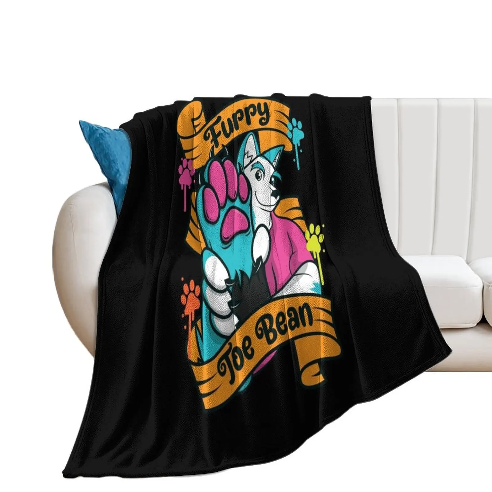 Furry Fursona Fandom Furry Toe Beans Wolf Throw Blanket Picnic Hair Sofa Decorative Sofas Blankets