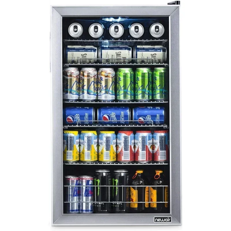 QWNewAir Beverage Refrigerator Cooler | 126 Cans Free Standing with Right Hinge Glass Door | Mini Fridge Beverage Organizer Perf