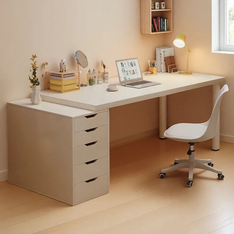 

Bedroom Girls Desk Household Dresser Storage Cabinet Integrated Table Workbench Simple Office Study Computer Desk with 5 Drawers