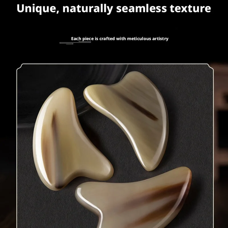 Thickened natural white water buffalo horn gua sha board for facial beauty, eye muscle removal, and face scraping