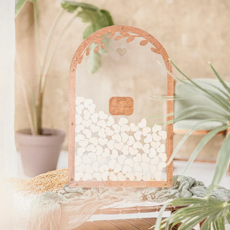 

Acrylic Wedding Sign, Welcome Wedding Sign, Wooden Drop Box with Hearts, Rustic Wedding Decor,Wedding Guest Book Alternative