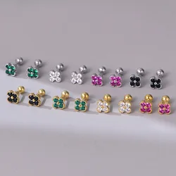 Silver 925 Earrings For Women Four Leaf Clover 925 Silver Earrings For Girls Fashion Daily Stud Earrings For Women Lucky