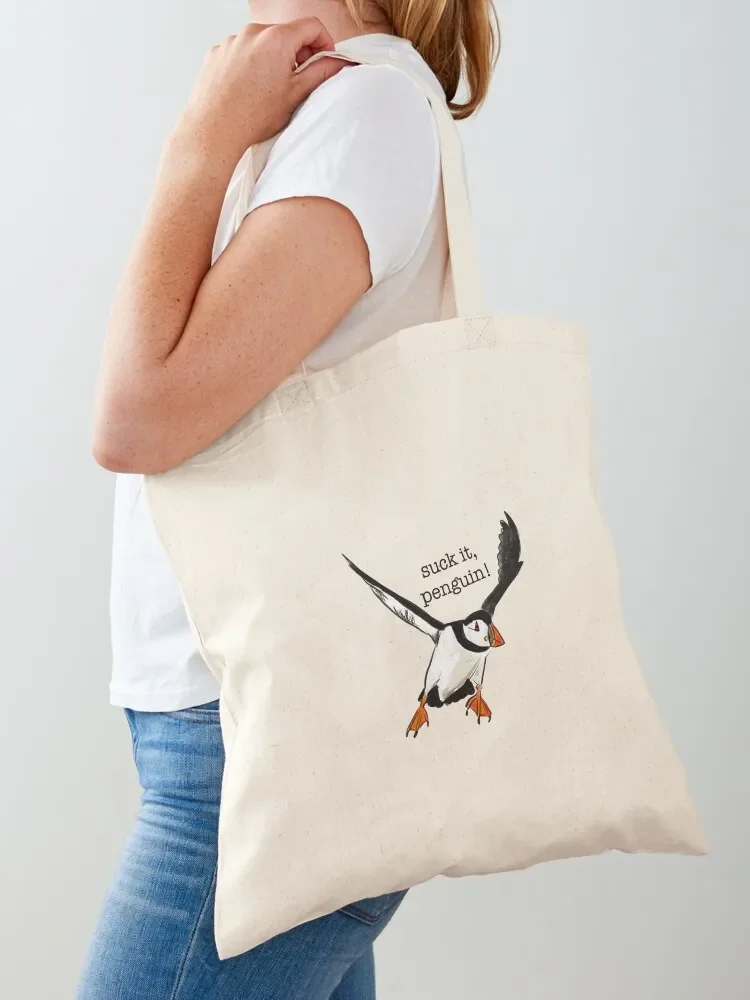 Suck it penguin Tote Bag Candy bags tote bags men Tote Bag