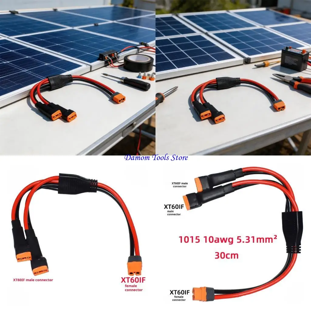 

57BE Y Splitters Cable Female to Double Male Connectors Adapters 10AWG XT60 Extension Power Cable For Solar Panel And Batteries