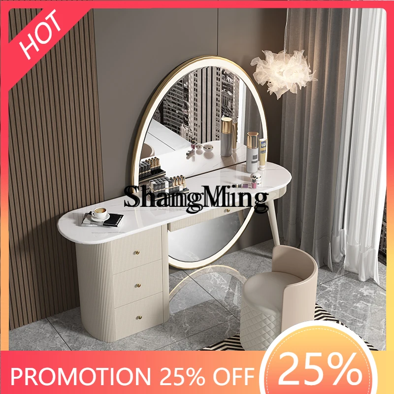 

FG good-looking dresser small apartment bedroom premium light luxury makeup table modern rock slab marble panel paint