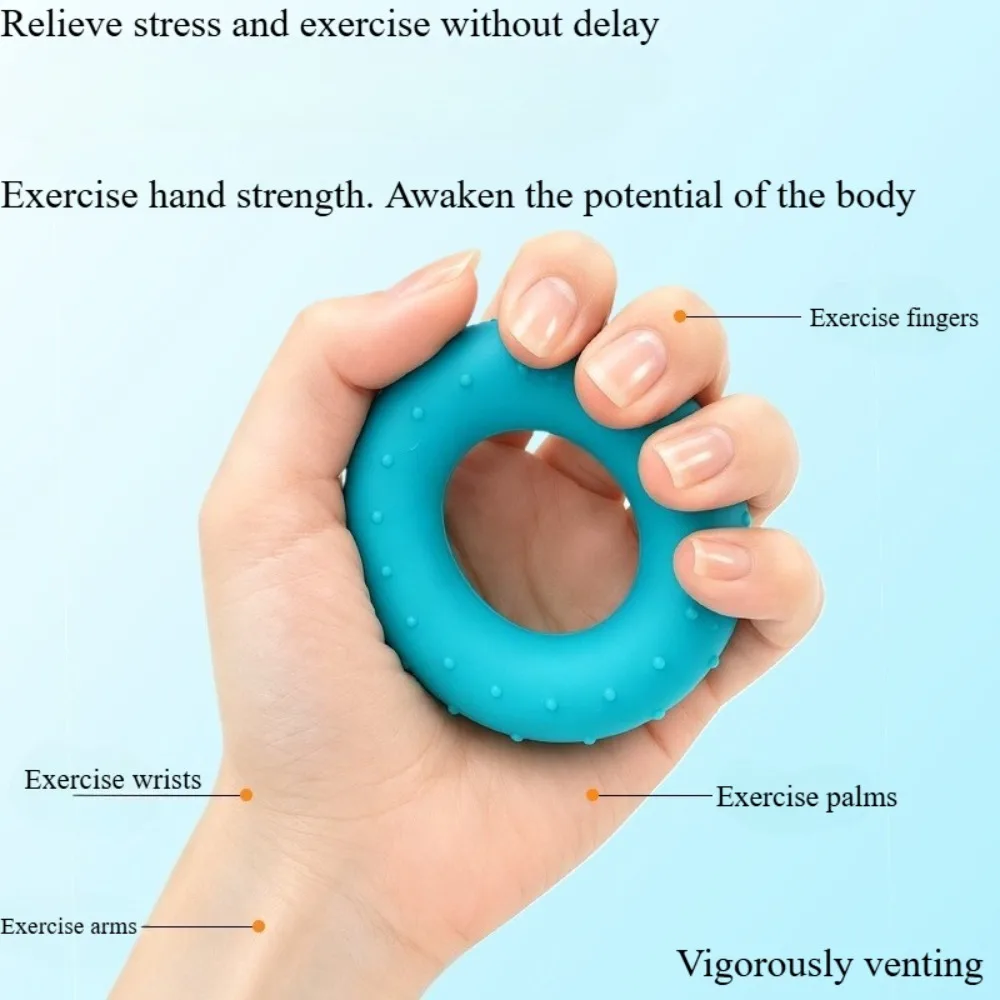 Silicone Textured Grip Ring Finger Exerciser, Hand Massage Strength Trainer Heavy Duty Stress Relief Emotion Release Squeeze Toy