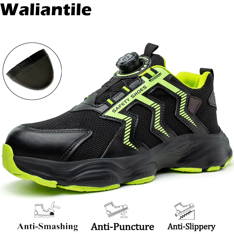 

Waliantile New Men Puncture Proof Safety Shoes For Industrial Work Boots Male Breathable Non-slip Steel Toe Indestructible Shoes