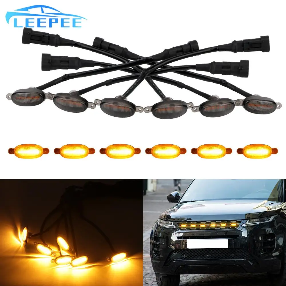 LED Amber Grille Lighting Kit 12V Front Grille Lighting Car Eagle Eye Light Universal 6 SMD 3030