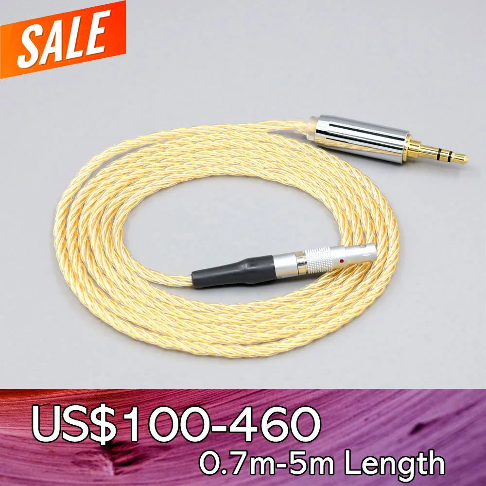 

4 Core 99% 7n Pure Silver 24k Gold Plated Earphone Cable For AKG K812 K872 Reference Headphone LN008439