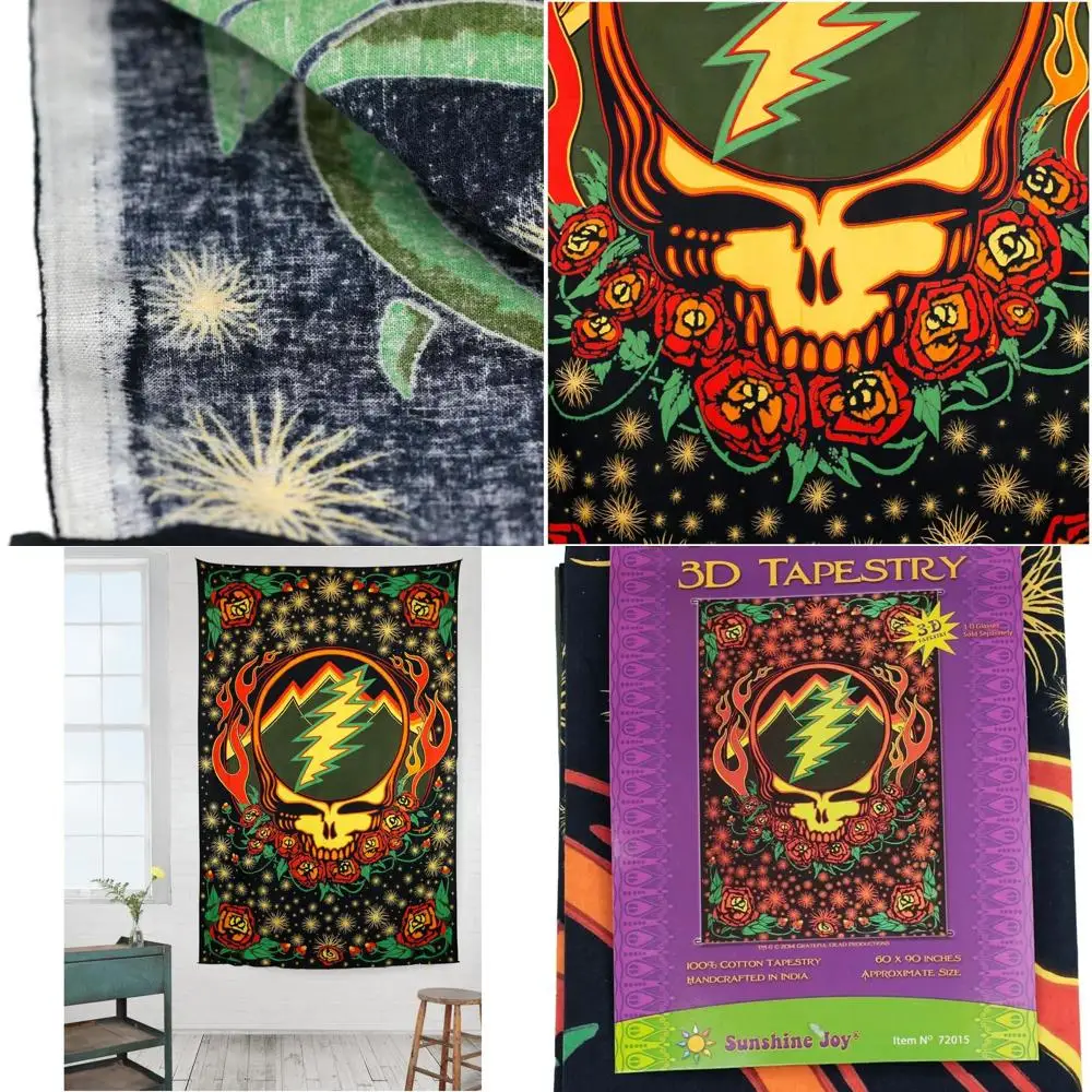 

Huge 60x90 Inch 3D Grateful Dead Tapestry, Sunshine Joy, Scarlet Fire Design, Beach Wall Art