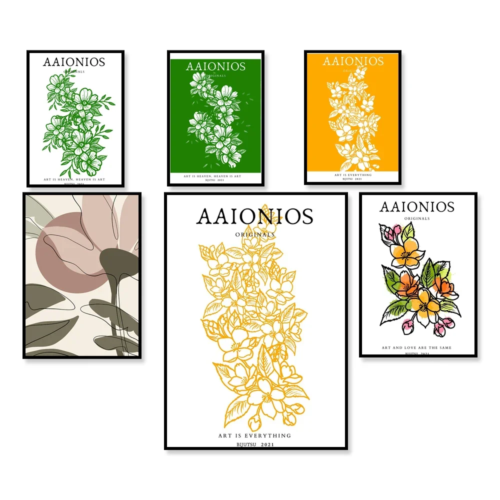 

Yellow green wild flowers, rich botanical print, artistic typography, simple abstract colorful floral aesthetic wall poster