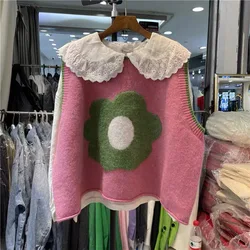 Women Vest Autumn Winter New Fashionable Korean Sweet Loose Sweater Knitted Sleeveless Casual Simple Girls Cute Vest