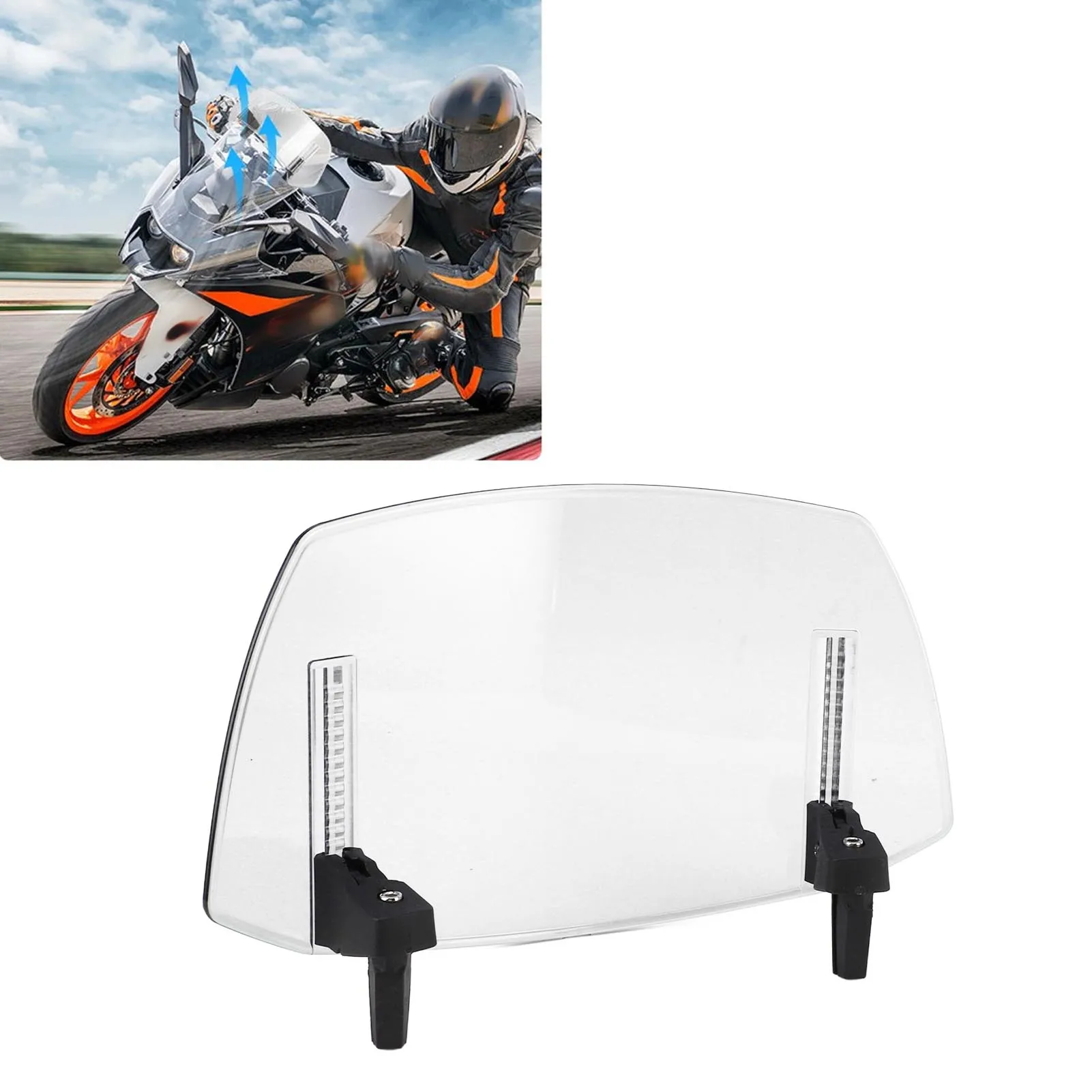 Motorcycle Adjustable Windscreen Universal Fit Wind Deflector for MT07 MT09 MT10 R1 R3 FZ6 TMAX530 TMAX 500 Transparent