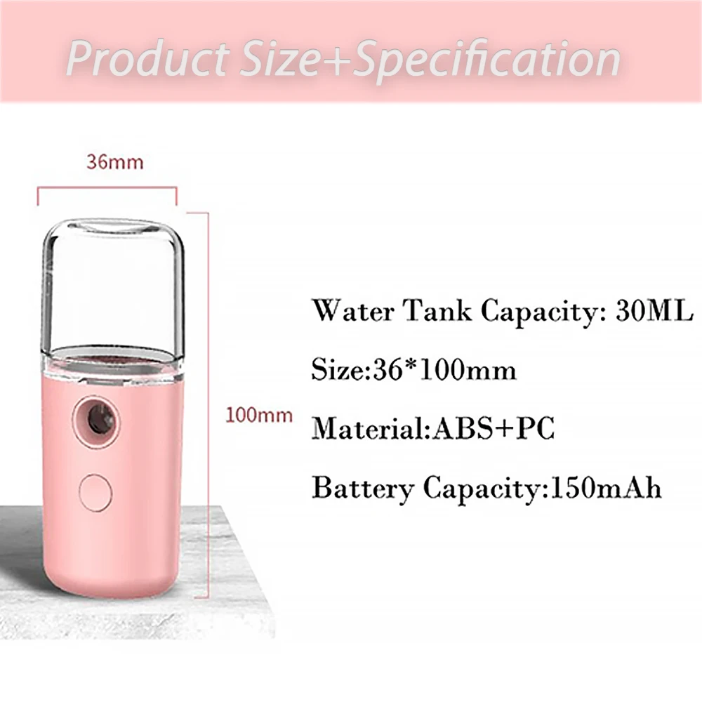 Nano Spray Handheld USB Face Steamer, pulverizadores De Névoa Hidratante Facial, vaporizadores De Cuidados Com A Pele, equipamento De Spa Profissional