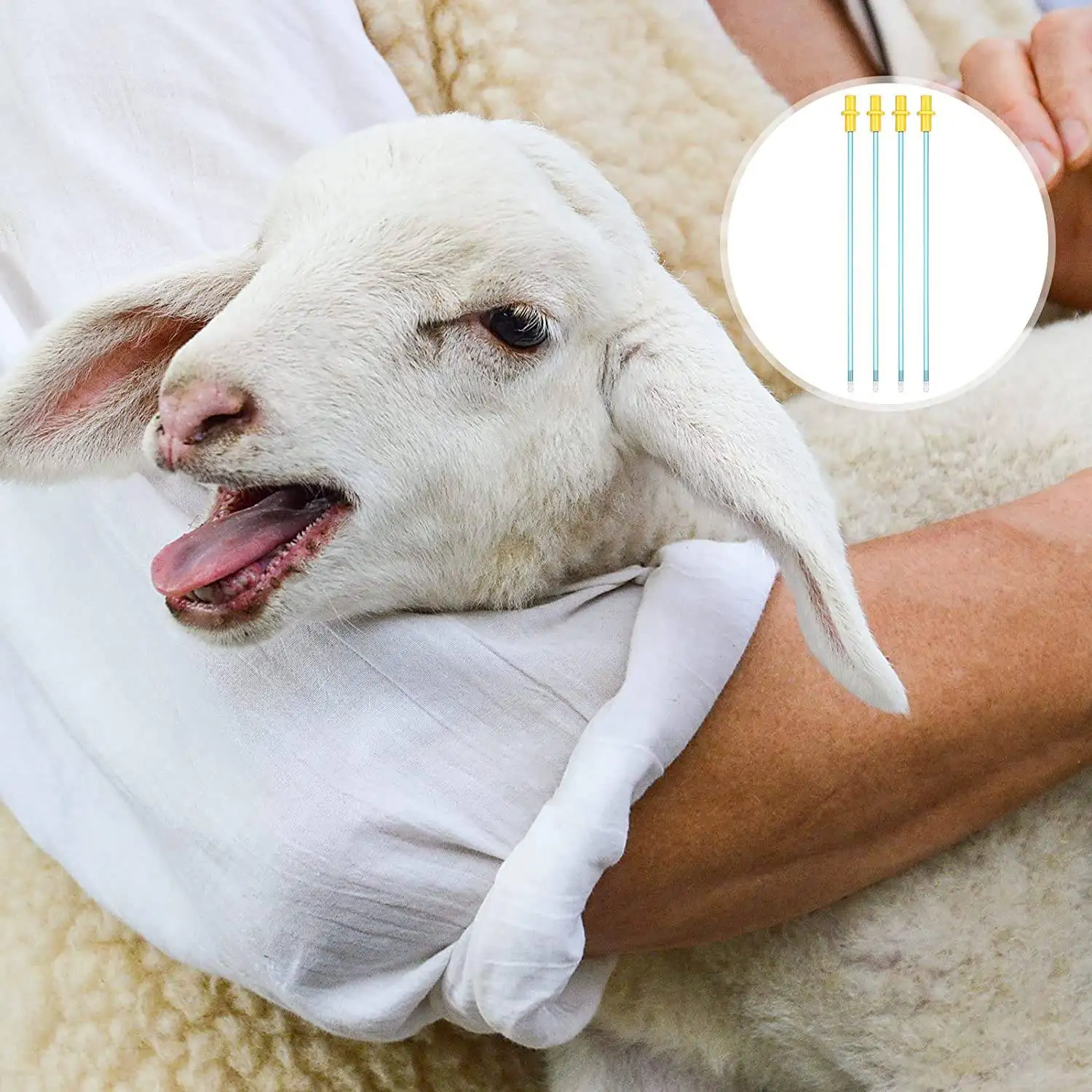 แท่งผสมเทียมแบบใช้แล้วทิ้ง50ชิ้นหลอดเพาะพันธุ์แบบยืดหยุ่นสำหรับสุนัข