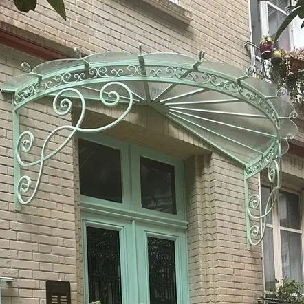 Photocatalytic coating self-cleaning wrought iron awning decomposes environmental pollutants